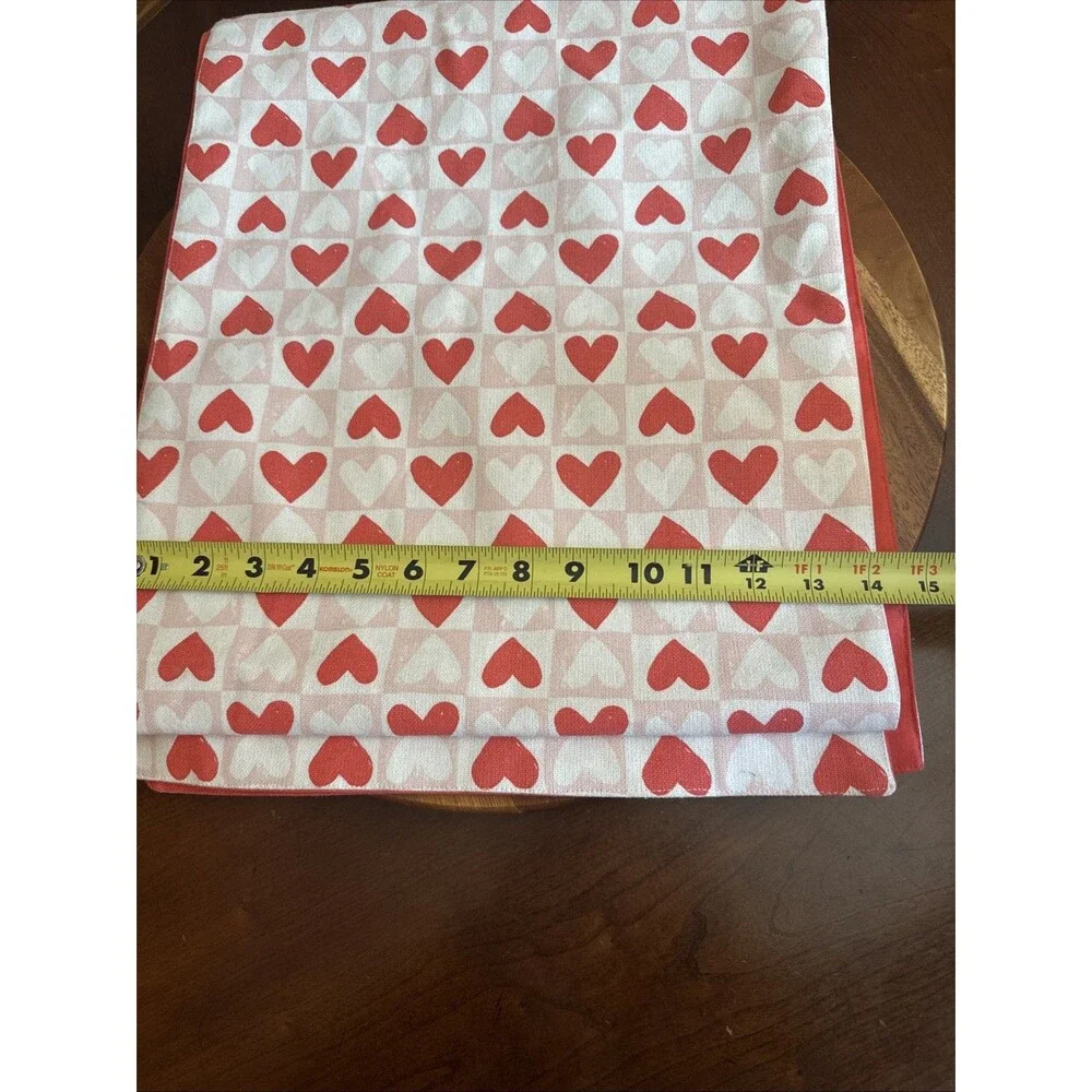 Threshold Table Runner Red Pink Check Hearts Valentines 14” X 36”